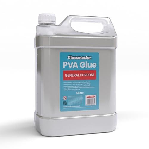 5 litre Classmaster PVA Glue - General Purpose, large plastic container with a label indicating its contents and purpose.