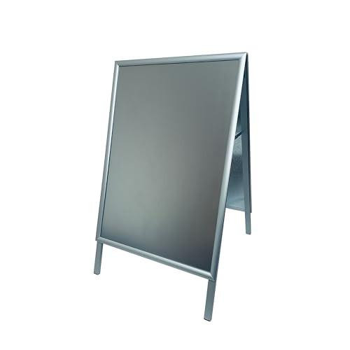 Deflecto A1 Aluminium Pavement Display Board with Snap Frame - Silver, A1 Free Standing Notice Board with Literature Sign Holder for outdoor advertising and information display.