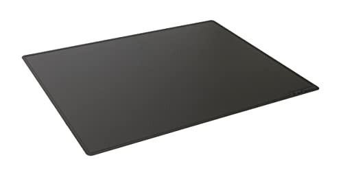 Durable Desk Mat with Contoured Edges 53 x 40cm, Non-Slip Back, Made from Polypropylene, Easy to Clean, Black, flat rectangular desk mat with smooth surface and contoured edges.
