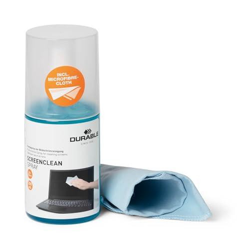 Durable SCREENCLEAN Screen Cleaner Spray and Microfiber Cloth, smudge-free and anti-static, for cleaning TVs, computers, monitors, laptops, iPads, and phones, 200 ml.