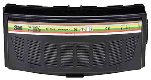3M Filter for use with compressed air turbo TR-600 from Versaflo, black rectangular filter with multiple vent slots and colorful label at the top.