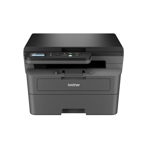 BROTHER DCP-L2620DW 3-in-1 Mono Laser Printer, compact black and grey printer with multifunction features including print, copy, and scan, equipped with automatic 2-sided printing, designed for A4 paper size, UK plug for home or office use.