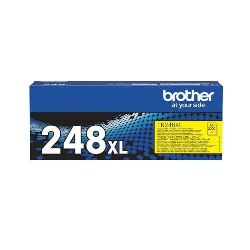 BROTHER TN-248XLY Toner Cartridge, Yellow, Single Pack, High Yield, Includes 1 x Toner Cartridge, Genuine Supplies, image of the toner cartridge box with blue packaging and yellow label