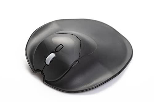 Bakker & Elkhuizen HandShoeMouse Shift - Bluetooth 5.0 Rechargeable Ambidextrous Ergonomic Mouse - Small, sleek black ergonomic wireless mouse with contoured shape for comfortable hand positioning.