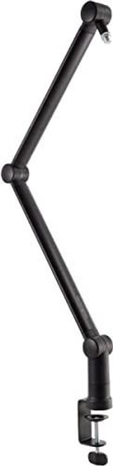 Kensington A1020 Fully Adjustable Boom Arm for Microphones, black desktop boom arm with adjustable clamp for mounting on desks, suitable for Blue Yeti microphones, webcams, lighting systems, and tech accessories.