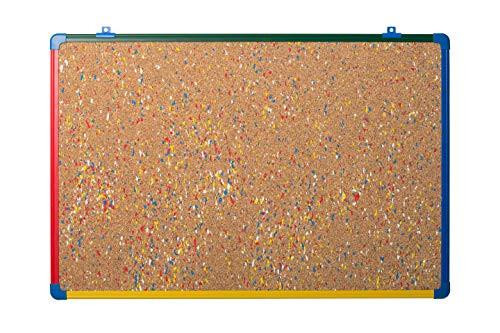 Bi-Office Schoolmate Cork Chalkboard for Kids with Plastic Frame Multicolor, a colorful cork bulletin board with a plastic frame designed for children.