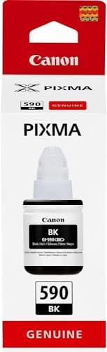 Ink GI-590 Bottle BK, close-up of Canon original black ink bottle for Pixma printers.