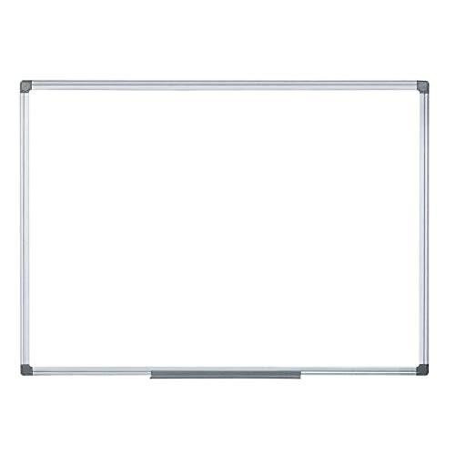 BI-SILQUE MA4114750 DD Bi Office Magnetic Whiteboard 2 Sided 900 x 900mm, image of a large white magnetic whiteboard with a white surface and a silver frame, suitable for meetings and presentations.