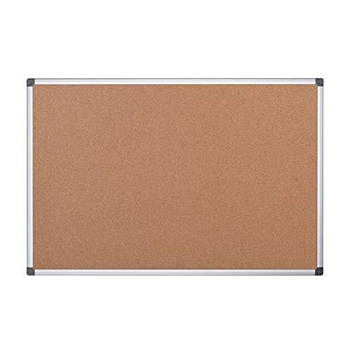 Bisilque BI-SILQUE CA413750 CORK NOTICEBOARD 2 SIDES 900 x 900 mm, image of a dual-sided cork noticeboard with a wooden cork surface and aluminum frame.