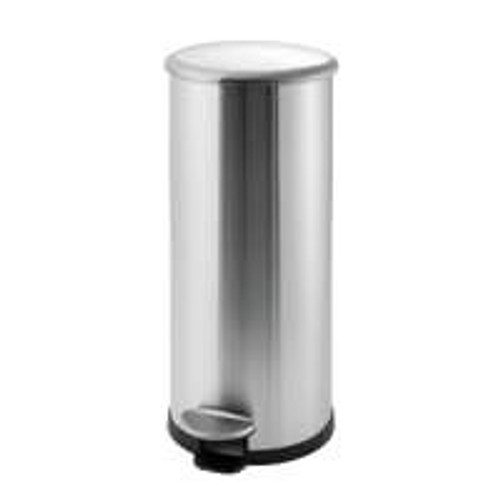 Addis 22 Litre Stainless Steel Cushion Close Bin, sleek cylindrical metal trash can with foot pedal and cushioned close lid