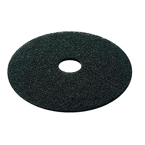 Stripping Floor Pad, 380mm, black, Pack of 5, round floor stripping pad with a central hole for floor cleaning and stripping applications.