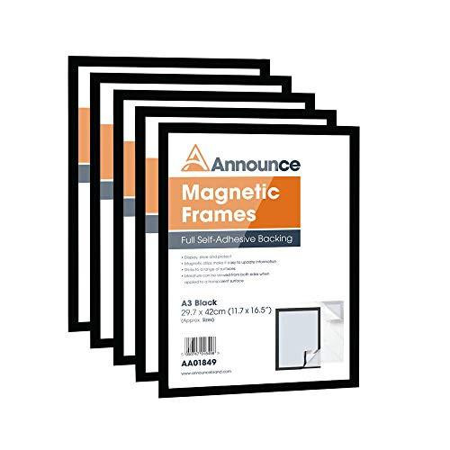 Announce Magnetic Frame A3 Black, Pack of 2, showing a set of black magnetic frames suitable for displaying posters and notices.