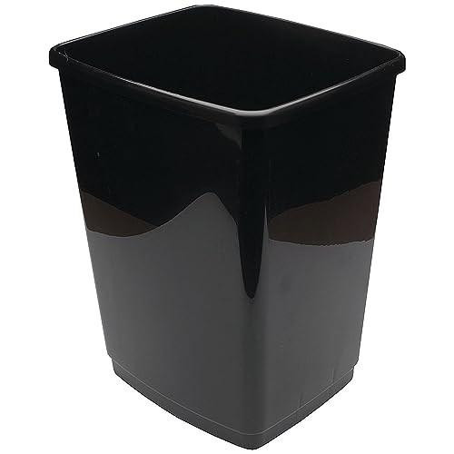 2Work Swing Bin Base Only 50 Litre Plastic Black 2W02381, a black rectangular plastic trash bin with a smooth surface and open top.