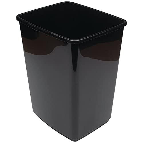 2Work Swing Bin Base Only 10 Litre Plastic Black, close-up of a black plastic waste bin with a square shape and smooth surface.