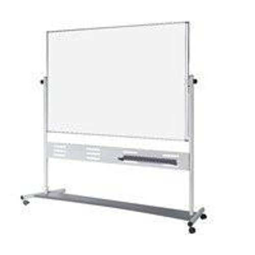 Bi-Office Evolution Revolver Board 180x120cm, whiteboard with mobile stand and marker tray for educational or office use.