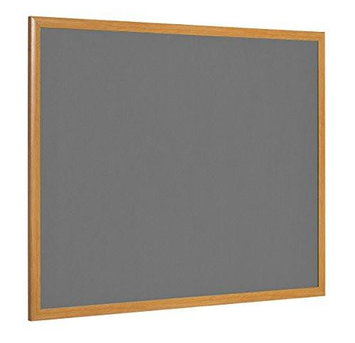 Bi-Office Earth-it Prime Felt Board with Oak Frame, 1200 x 900 mm, Grey, showing a large grey felt surface surrounded by a wooden oak frame.