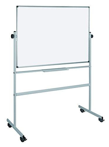 Bi-Silque QR0303 Rotating Convenient Mobile Whiteboard, Hinged on Both Sides, with adjustable height and mobile wheels for easy mobility.