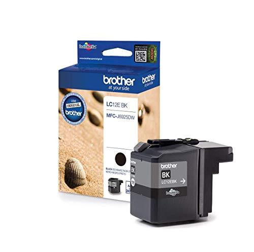 Brother LC-12EBK Inkjet Cartridge, Black, Single Pack, Super High Yield, Includes 1 x Inkjet Cartridge, Brother Genuine Supplies, with packaging and cartridge image.