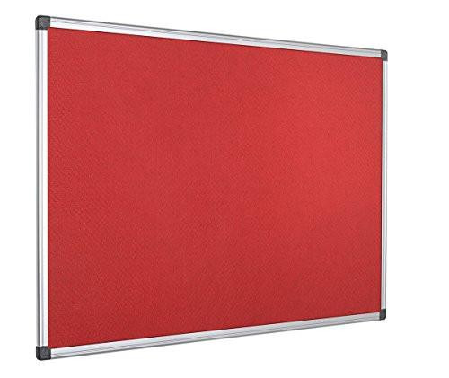 Bi-Office Notice Board Maya, Red Felt, Aluminium Frame, 120 x 90 cm, wall-mounted display for notices and announcements.