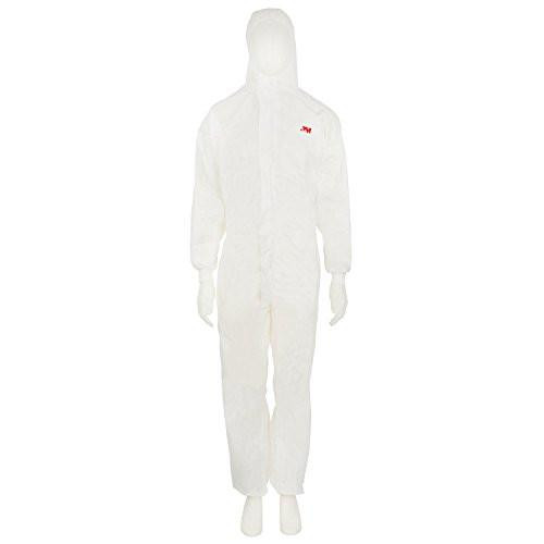 3M Protective Coverall, 4520-4XL white protective coverall with hood, long sleeves and full-length legs, designed for safety and contamination protection.