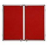 Bi-Office Indoor Double Door Display Case 2400 x 1200 Red Felt Pin Board with Aluminium Lockable Glazed Framing, showcasing a durable red felt pin board with sleek aluminium framing and secure lockable glazed doors.
