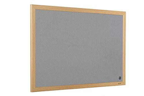 Bi-Office FB1442239 22mm Earth-It Executive Oak Frame Felt Board, framed cork notice board with a wooden oak frame and grey felt surface for pinning notices and reminders.