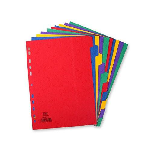 Elba A4 10 Part Pressboard Divider, colorful multi-section filing dividers for organizing documents.