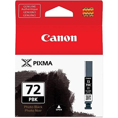 Canon Pgi72 PBK Ink Cartridge - Photo Black, product packaging with red and black design and image of the ink cartridge.