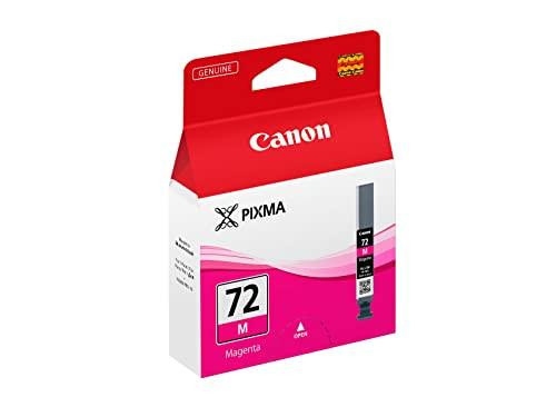 Canon Pixma Pro-10 PGI-72M Inkjet Cartridge - Magenta, packaging of the ink cartridge with red, white, and pink colors and label indicating magenta color and model number 72M.