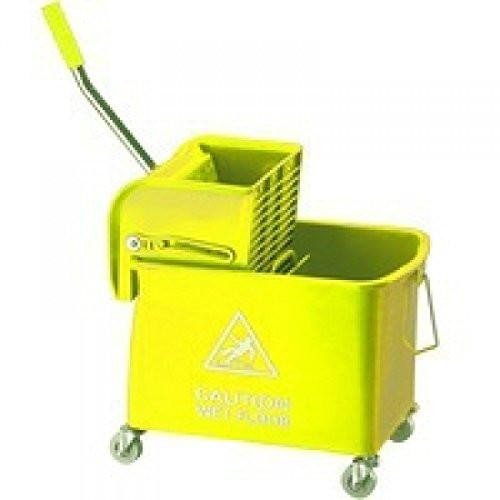 ROBERT SCOTT KS15YL Mobile Mop Bucket, 15 L, Yellow, yellow mop bucket with wringer and wheels for cleaning.