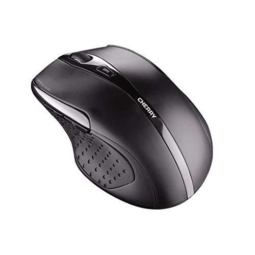 CHERRY MW 3000, Wireless Ergonomic Right-Handed Mouse, 2.4 GHz RF, 6 Buttons, Optical Sensor, Rubberised Side Panels, Battery-Operated, Black, computer mouse with ergonomic design and rubberized side grips.