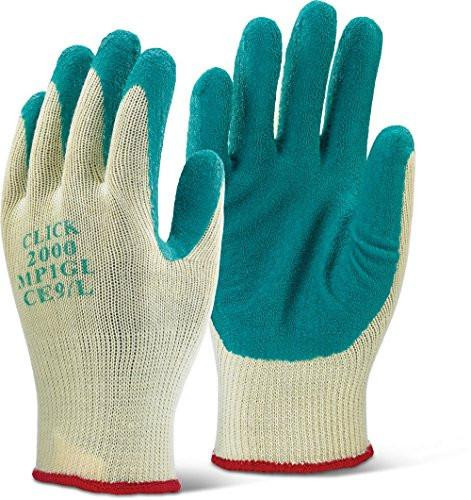 MULTI-PURPOSE GLOVES GREEN M, pair of green and beige gloves with textured grip for versatile use.