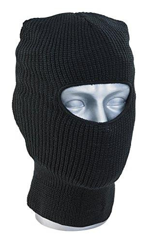 THINSULATE BALACLAVA BLACK, black knit balaclava with a face opening for full head and neck coverage.