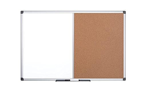 Bi-Office XA0502170 Maya Aluminium Frame Combo Board 120x90cm DD, whiteboard and corkboard combo with aluminium frame for office meetings and presentations.