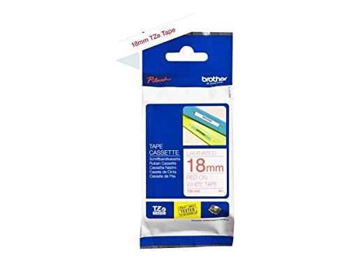 Brother TZe-242 - Standard adhesive - red on white - Roll (1.8 cm x 8 m) 1 cassette laminated tape for Brother P-Touch label printers, with blue packaging and an image of the tape roll.