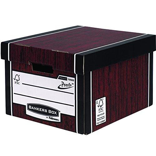 BANKERS BOX 10 Premium Classic Storage Box with Lids, woodgrain cardboard storage boxes with handles for office storage, archive boxes measuring W33 x H25.4 x D38.1cm in a pack of 10. BANKERS BOX 10 Premium Classic Storage Box with Lids, woodgrain cardboard storage boxes with handles for office storage, archive boxes measuring W33 x H25.4 x D38.1cm in a pack of 10.