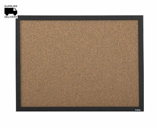 Bi-Office Techcork Notice Board, black frame with cork surface measuring 60 x 45 cm, ideal for office or classroom bulletin displays.