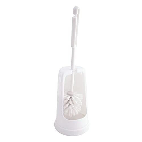 Jantex Toilet Brush Set, White, Size: 37(H)x16.5(Dia)cm, with strong bristles and a discreet design, suitable for professional and home use, Y195.