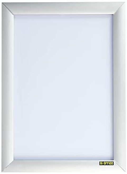 Bi-Office Snap Display, Aluminium Frame, A4, white display board with aluminium frame and Bi-Office logo at the bottom right corner.