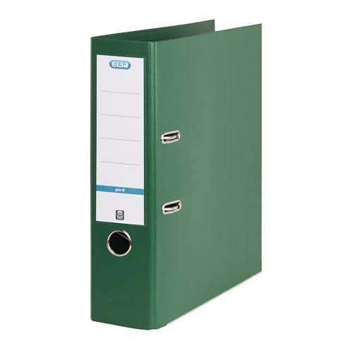 Elba A4 70 mm Plastic Lever Arch File - Green, sturdy plastic lever arch file for organizing documents in green color.