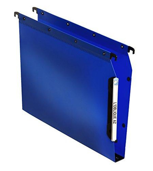 Elba Ultimate Polypropylene A4 Lateral Suspension Files, 30mm Base - Blue (Pack of 25), blue lateral suspension file with metal suspension hooks and a 30mm base for organization.