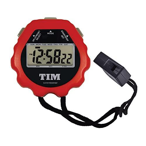 Acctim Stopwatch, Red, One Size, digital stopwatch with a black display and countdown buttons.