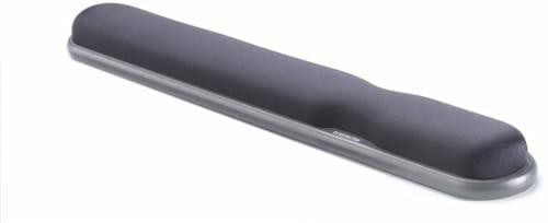 Kensington Height Adjustable Ergonomic Gel Keyboard Wrist Rest with Wrist Support Pad - 497 x 77 x 34 mm - Black, elongated ergonomic gel wrist support pad for keyboard use with adjustable height feature.