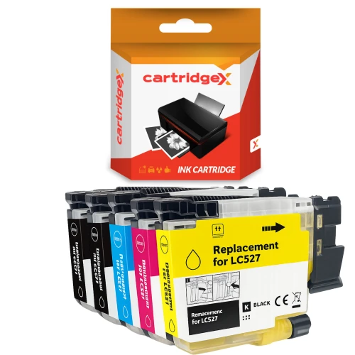 Compatible 5 Pack Brother LC-527 CMYK Plus Extra Black Ink Cartridge Set