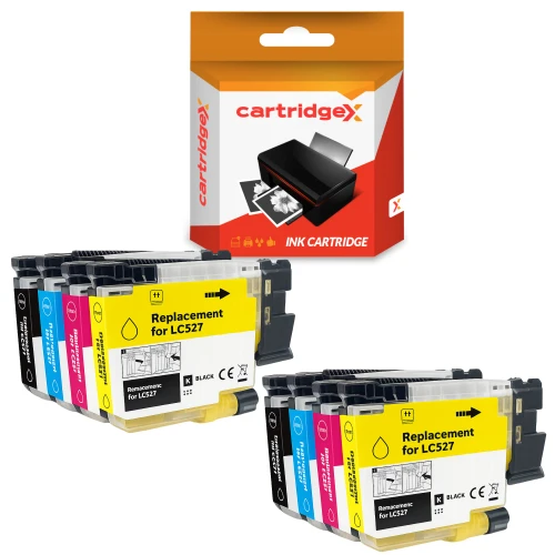 Compatible 8 Pack Ink Cartridge Set Replacement For Brother LC-527 CMYK 2 Sets