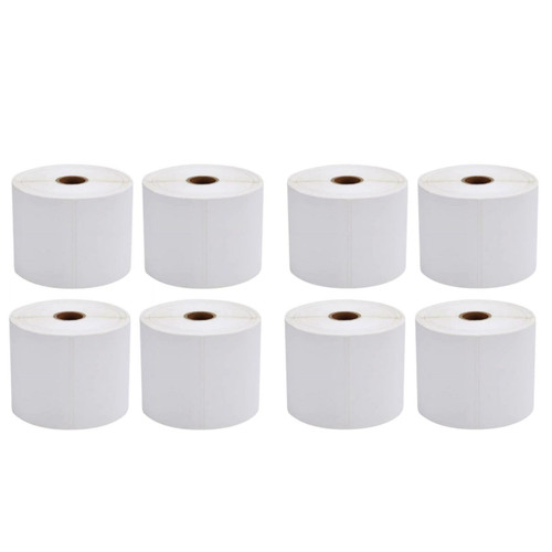 Cartridgex Thermal Shipping Labels Compatible With Zebra 4x6, set of 8 rolls, each containing 500 white thermal labels for shipping and warehouse labeling.