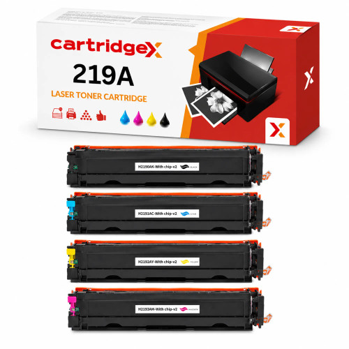 Compatible 4 Pack HP 219A Black Cyan Magenta Yellow Toner Cartridge Multipack