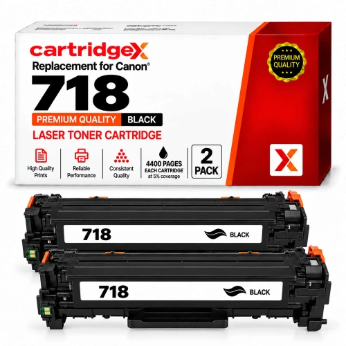 Two Canon 718BK Compatible Black Laser Toner Cartridges CartridgeX Twin Pack