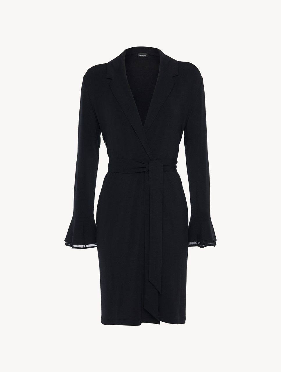 Robe In Black Modal Stretch With Leavers Lace La Perla Uae