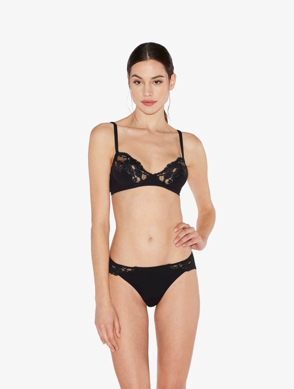 Black non-wired Leavers lace bra - La Perla - UAE